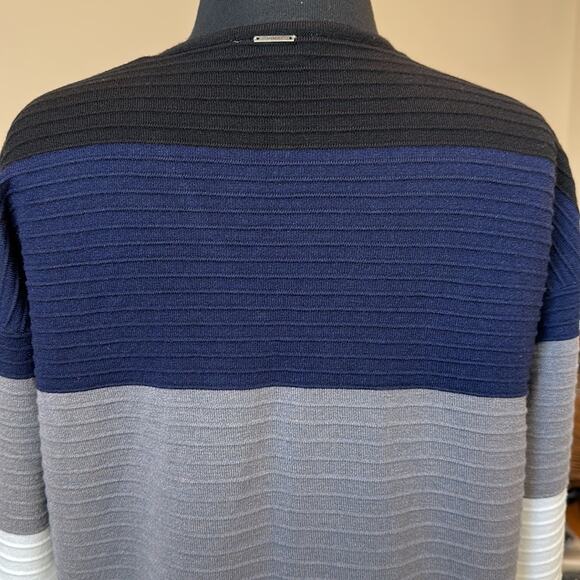 Sioni Open Front Color Block Cardigan Blue Gray White Black Size M - Picture 8 of 11